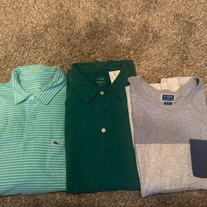 3 shirts. 2 polos 1 pocket tee